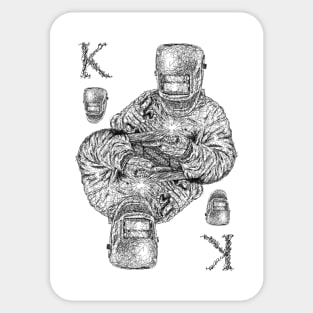 King of welder playing card black scribble art Sticker